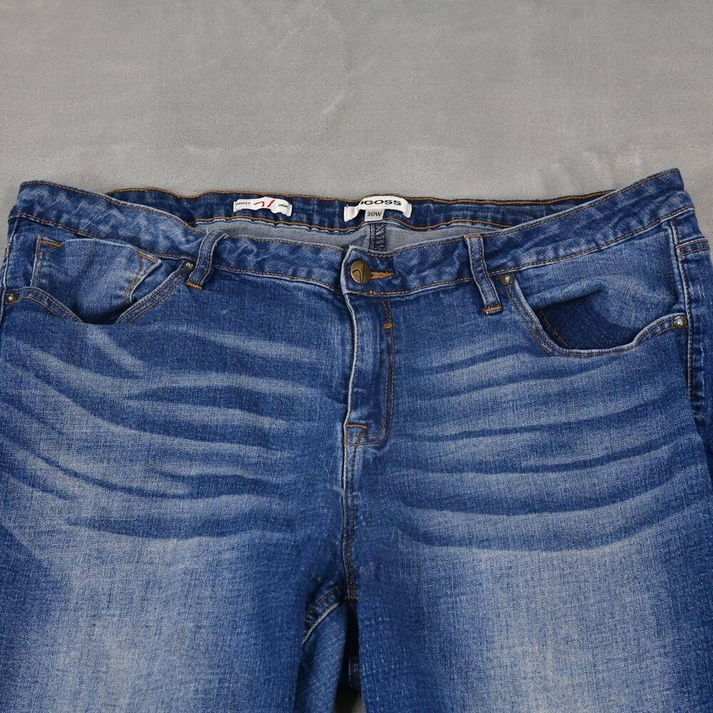 VIGOSS Bermuda Jean Shorts 20W (38x6) Marley Denim Fringe Stretch Mid - Picture 3 of 7